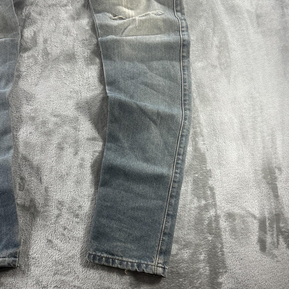 Diesel Industry Jeans Mens 35x30 Blue Light Wash Slim Tapered Distressed Stretch - Picture 11 of 16